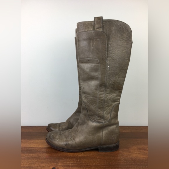 Frye Paige Tall Riding Boots Womens 8.5B Distressed Leather Gray Knee High 77534 - Picture 3 of 12